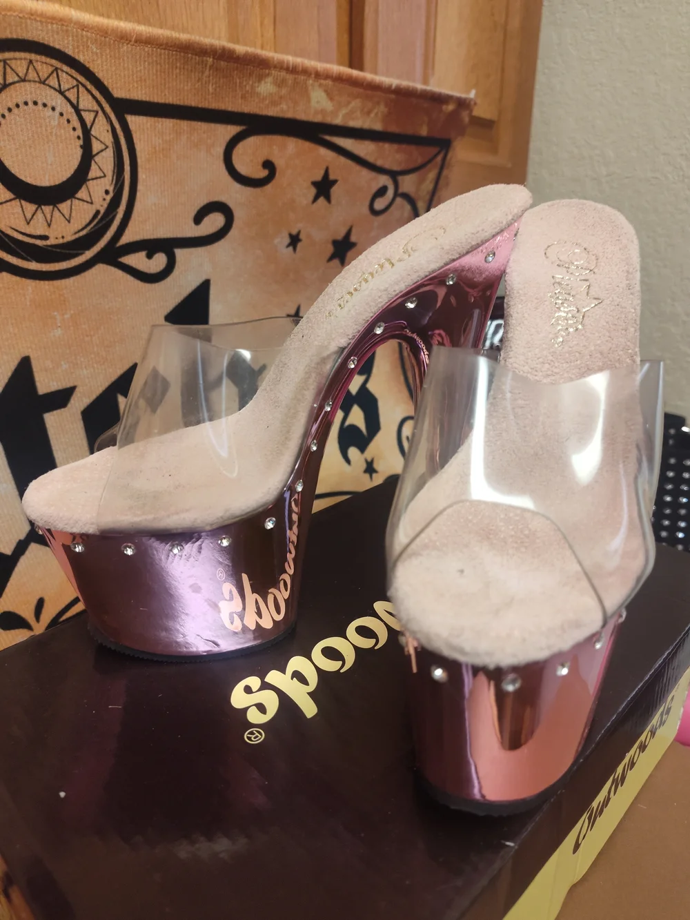 Pleaser Pink Platform Clear Strap Mule